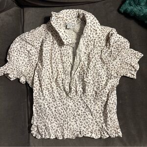 American Eagle Outfitters White Floral Blouse